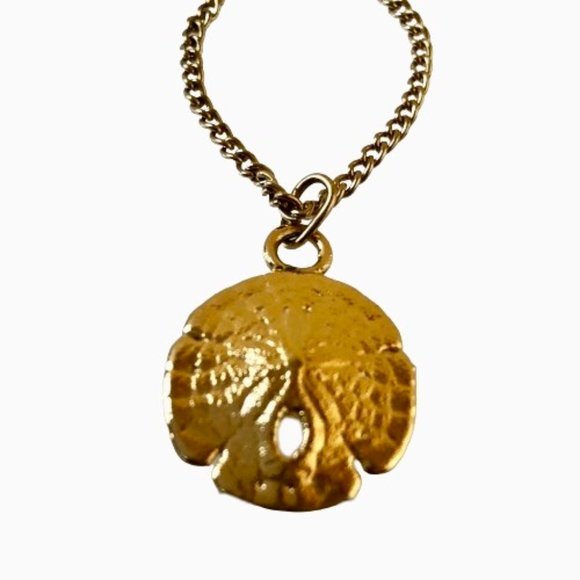 Sand Dollar Pendant and Chain Necklace Gold Tone 18" - Picture 7 of 10